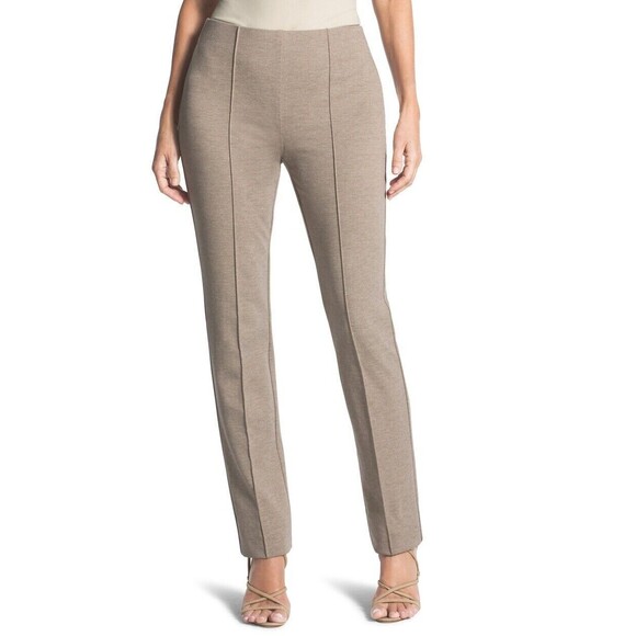 Chico's Lindy Side-Zip Pants Womens 1 Brown Straight Flat front Dark Wash - Picture 2 of 12